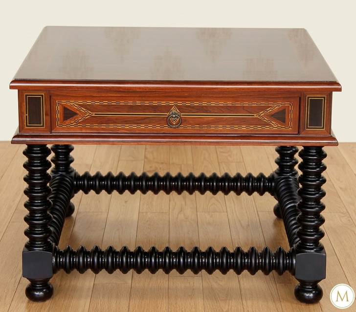 Egyptian Traditional Mappa Burl with Flower Marquetry End Table