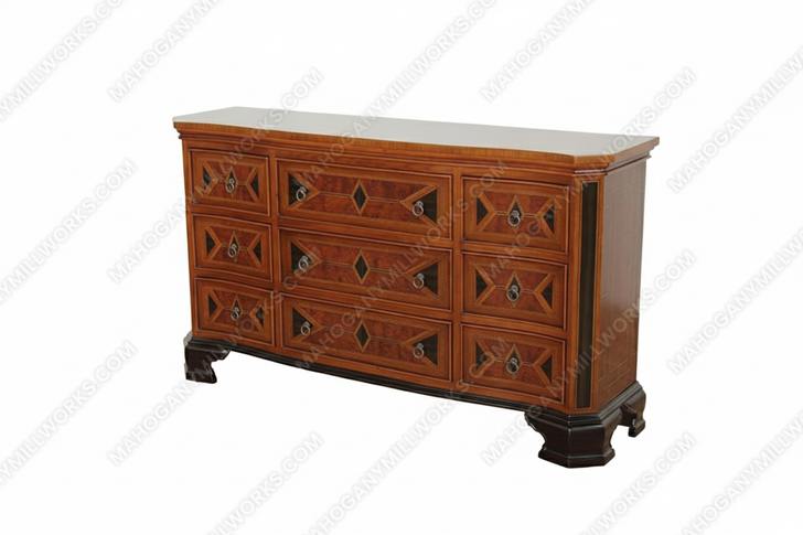 Egyptian Mappa Burl Inlay with Floral Marquetry Dresser