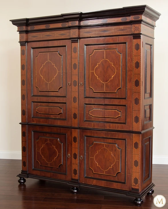 Egyptian Marquetry Inlaid 2-Door Wardrobe Cabinet