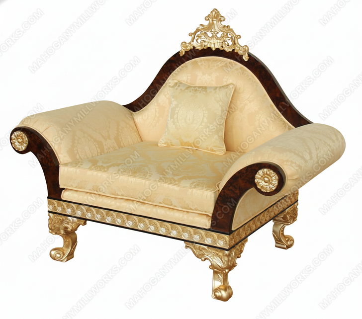 French Empire Mappa Burl Sofa Chair