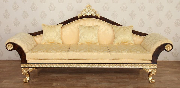 French Empire Traditional Mappa Burl 3 Seater Sofa