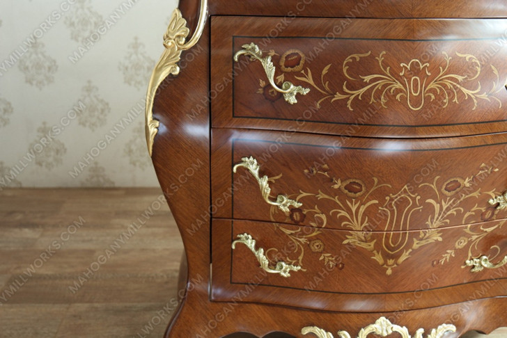 Traditional Gold 3 Drawers Bombay Chest