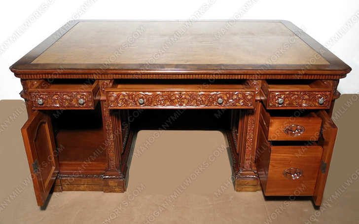6ft Mappa Burl Inlay Resolute Oval Office Desk