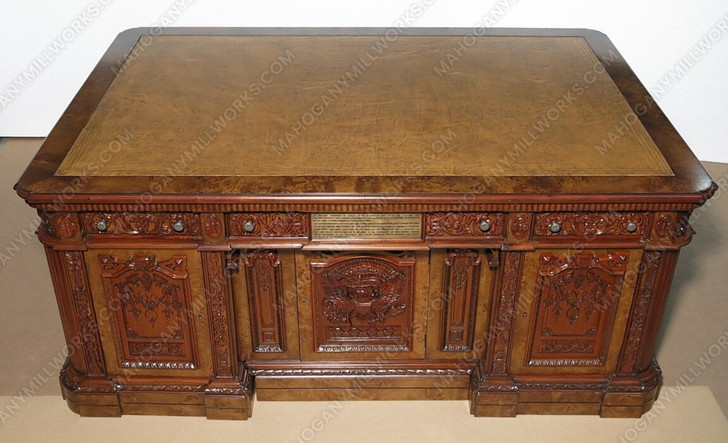6ft Mappa Burl Inlay Resolute Oval Office Desk