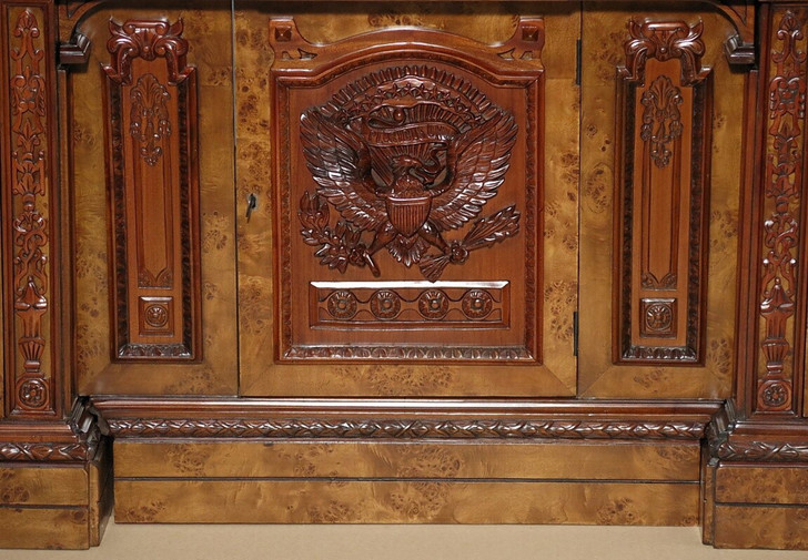 6ft Mappa Burl Inlay Resolute Oval Office Desk