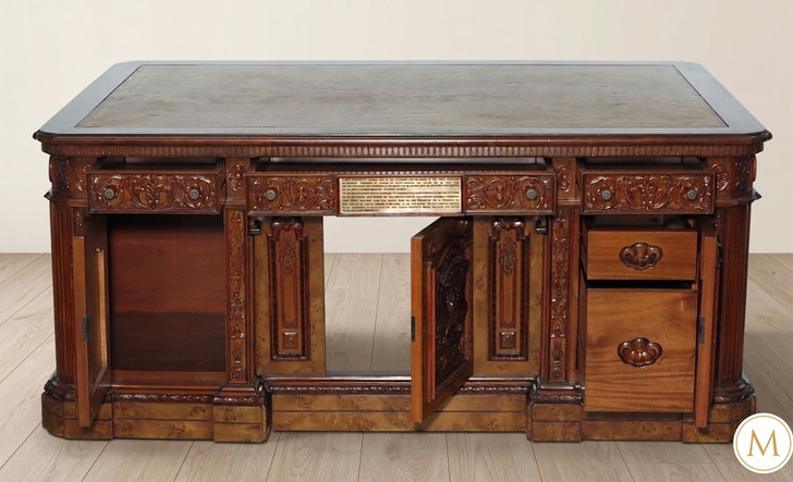 6ft Mappa Burl Inlay Resolute Oval Office Desk