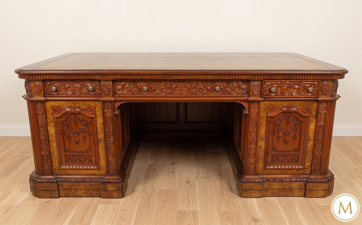 6ft Mappa Burl Inlay Resolute Oval Office Desk