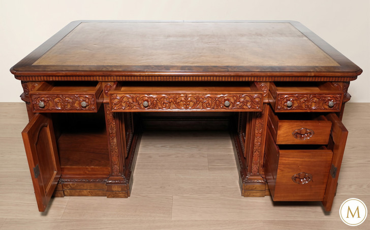 6ft Mappa Burl Inlay Resolute Oval Office Desk