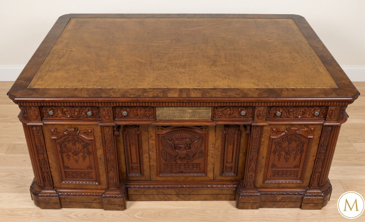 6ft Mappa Burl Inlay Resolute Oval Office Desk