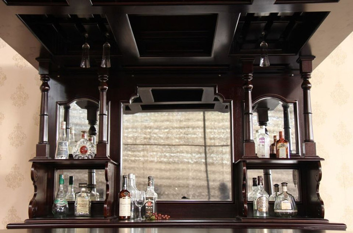 6.5ft Dark Walnut English Canopy Home Pub Bar