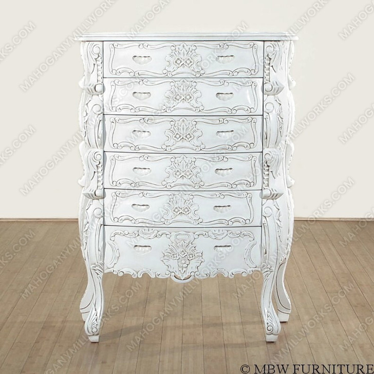 Rococo White Tall Chest