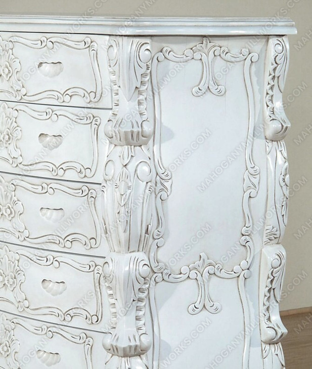 Rococo White Tall Chest Dresser