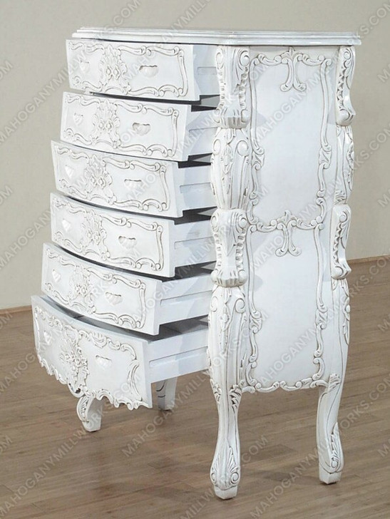 Rococo White Tall Chest Dresser