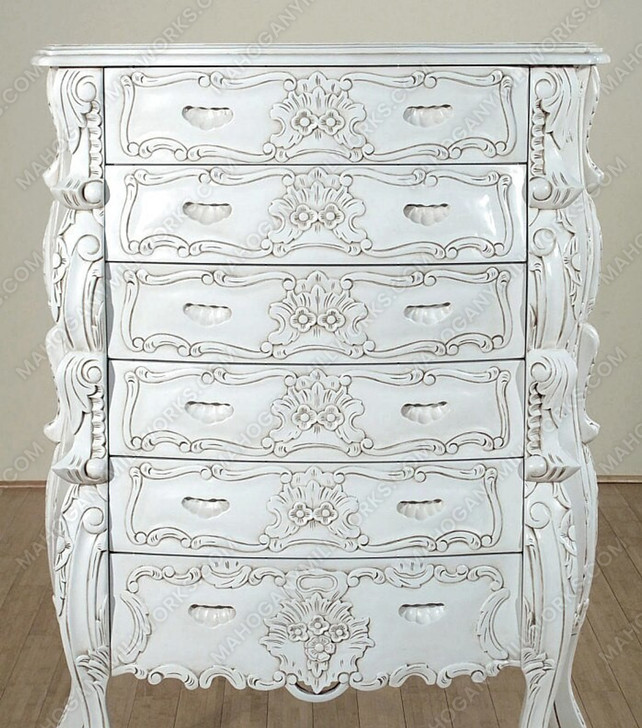 Rococo White Tall Chest Dresser