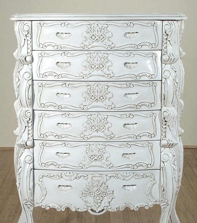 Rococo White Tall Chest
