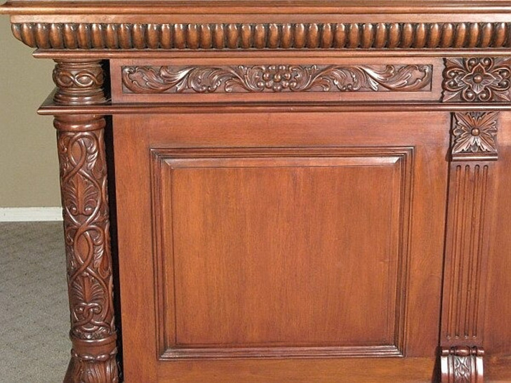 6.5ft Carved Mahogany Home Pub Bar w/ Marble