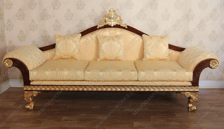 6pc Dark Burl / Gold Leaf Living Room Set