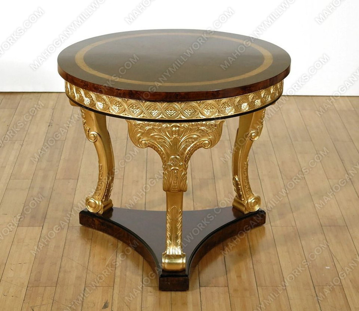 6pc Dark Burl / Gold Leaf Living Room Set