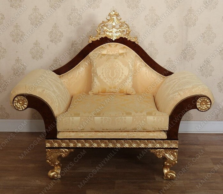 6pc Dark Burl / Gold Leaf Living Room Set