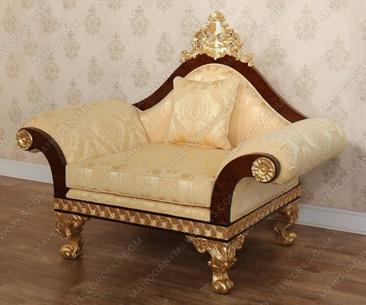 6pc Dark Burl / Gold Leaf Living Room Set