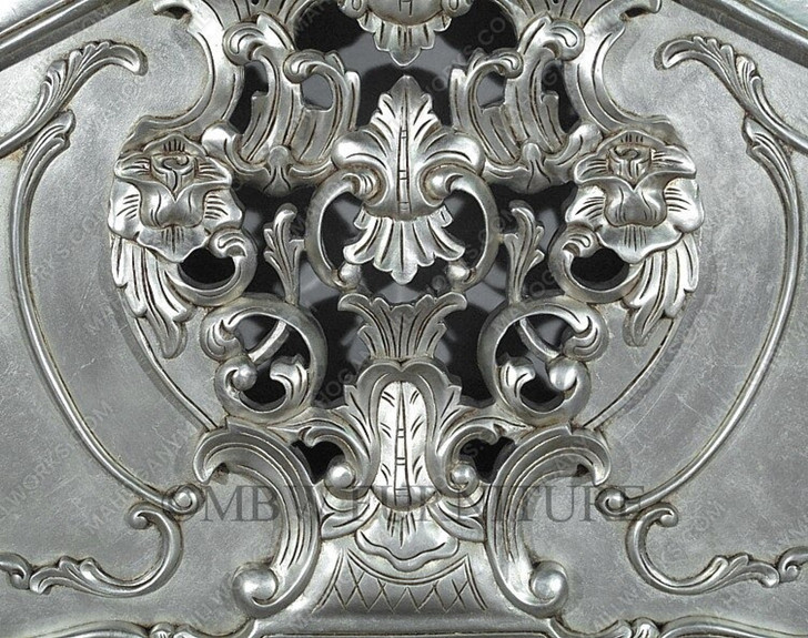 9pc Silver Leaf Rococo Bedroom Set
