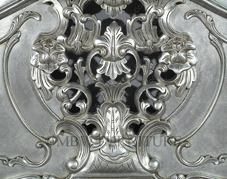 9pc Silver Leaf Rococo Bedroom Set