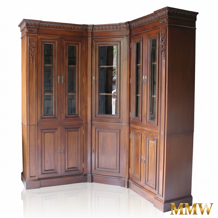 10.5ft Mahogany Sectional Corner Bookcase
