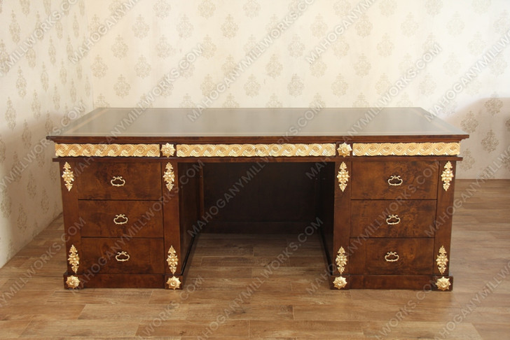 Mahogany & Mappa Burl Inlay Executive Office Empire Desk