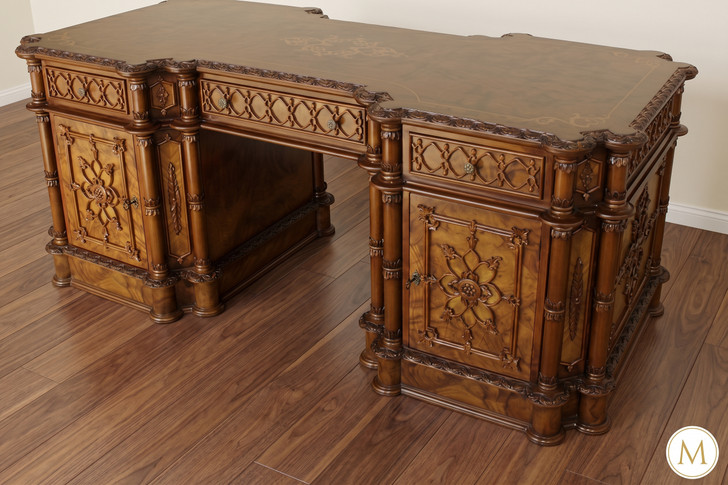 Italian Carved Executive Desk w/ Inlay