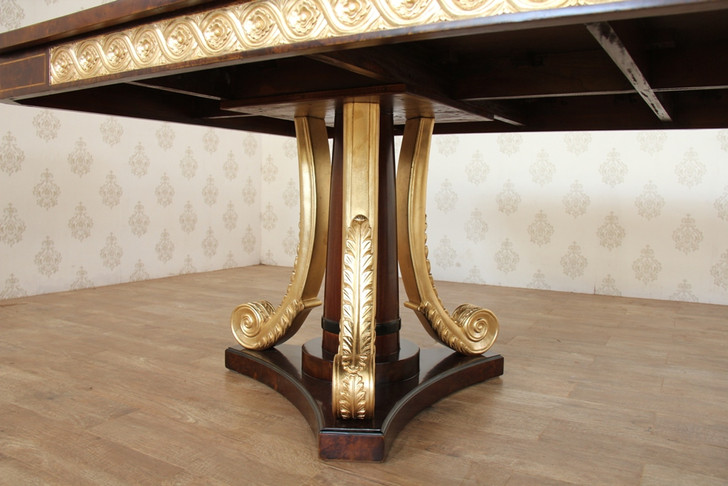French Empire Inlaid Pedestal Dining Table