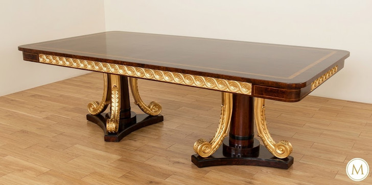 French Empire Inlaid Pedestal Dining Table