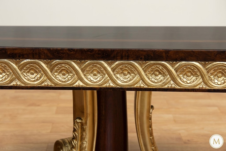 French Empire Inlaid Pedestal Dining Table