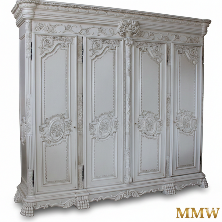 Large Antique White Armoire Wardrobe