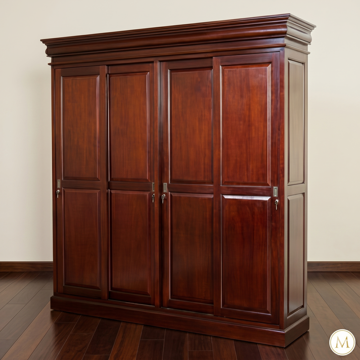 7.5ft Mahogany 4-Door Wardrobe