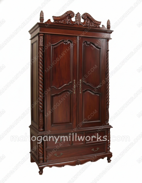 Large Mahogany Chippendale Armoire Wardrobe