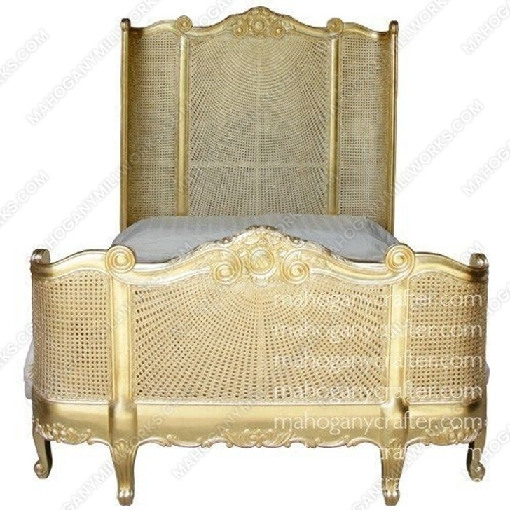 Gold Leaf Rattan Country Cottage Bed