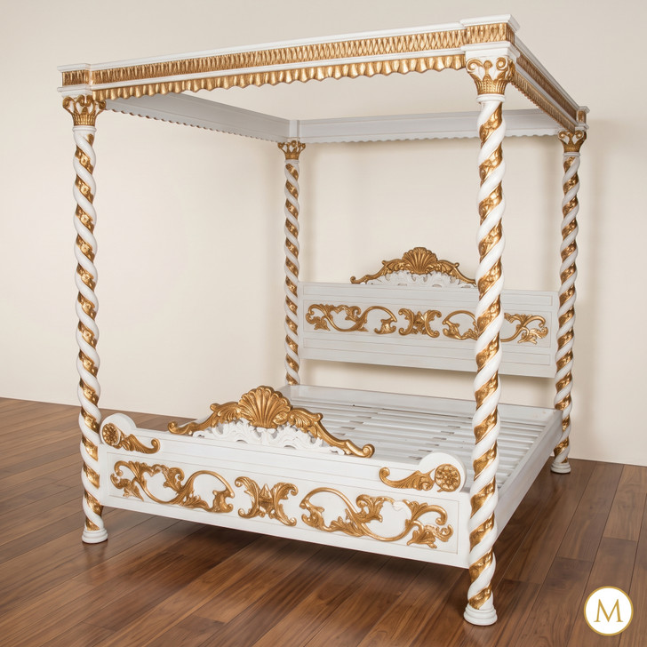 Antique White Venetian Canopy Bed