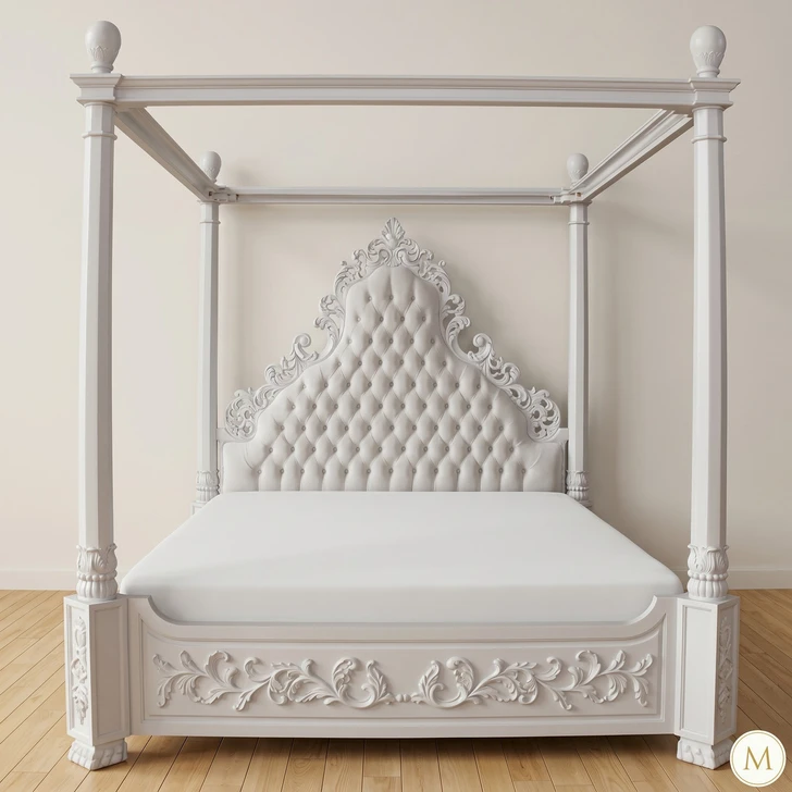 Pure White Princess Four Poster Canopy Bed