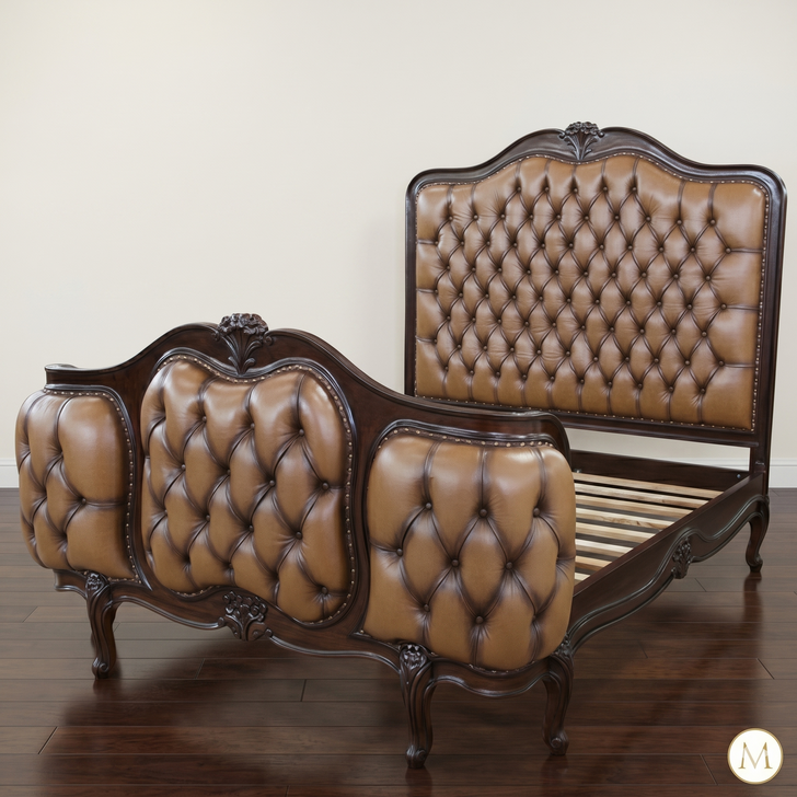 Tufted Upholstered Leather Bed