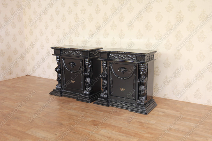 Black Gothic Nightstand Chests (2)