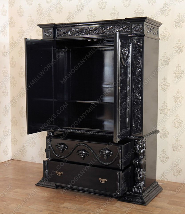 Black Gothic Ornate Wardrobe Armoire