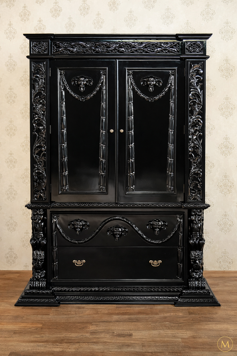 Black Gothic Ornate Wardrobe Armoire