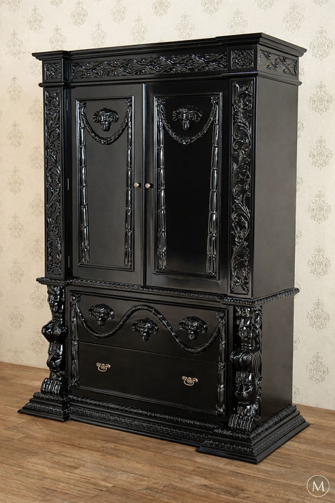Black Gothic Ornate Wardrobe Armoire