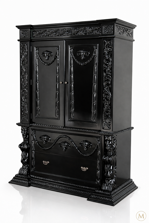 Black Gothic Ornate Wardrobe Armoire