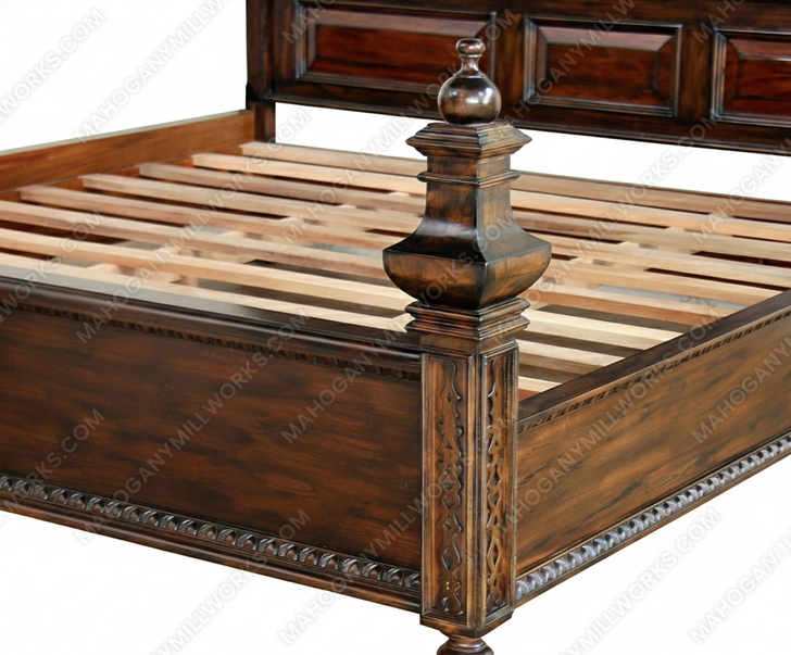 Mahogany Java Café Carved Panel Bed