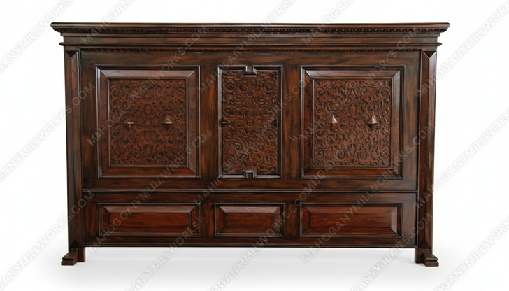 Mahogany Java Café Carved Panel Bed