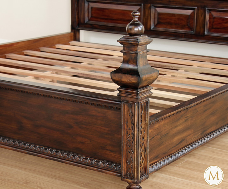 Mahogany Java Café Carved Panel Bed