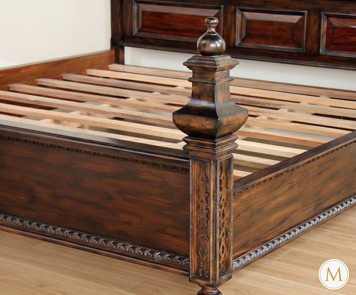 Mahogany Java Café Carved Panel Bed