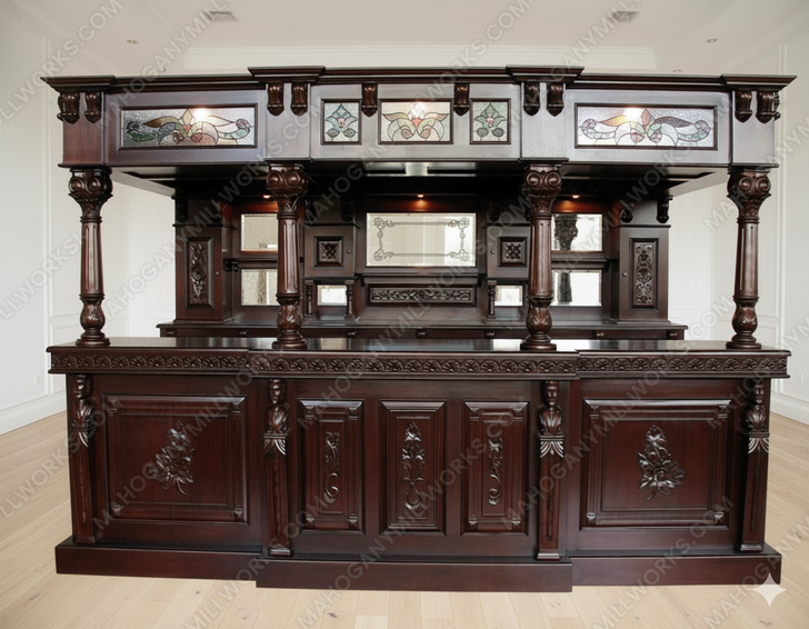 Versailles 11ft Gothic Stained Glass Canopy Pub Bar Set