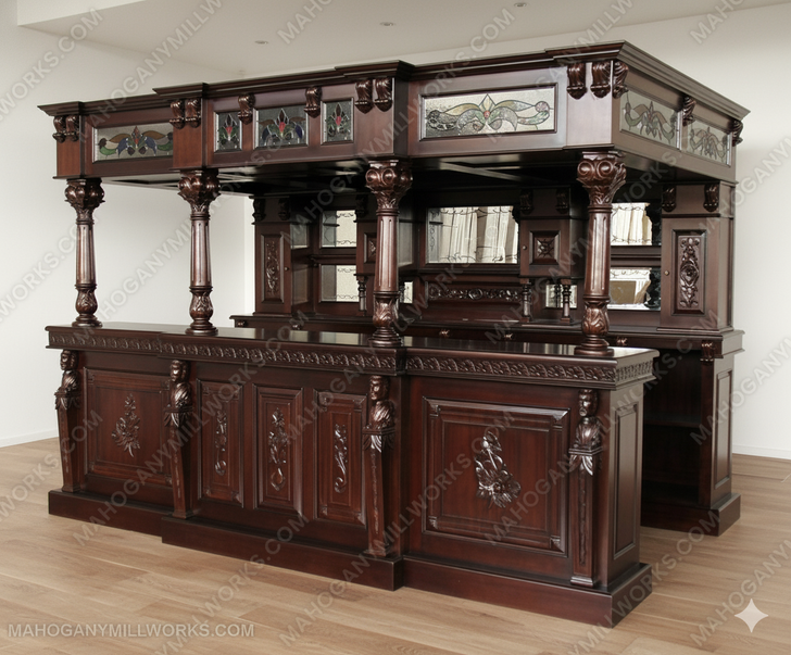 Versailles 11ft Gothic Stained Glass Canopy Pub Bar Set